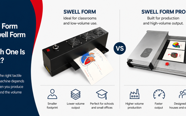 Comparing the Swell Form and Swell Form Pro machine used to create tactile graphics.