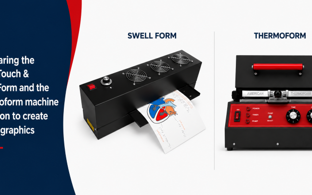 Comparing Swell Form and Swell Touch and then the Thermoform machine and Brailon to create tactile graphics.